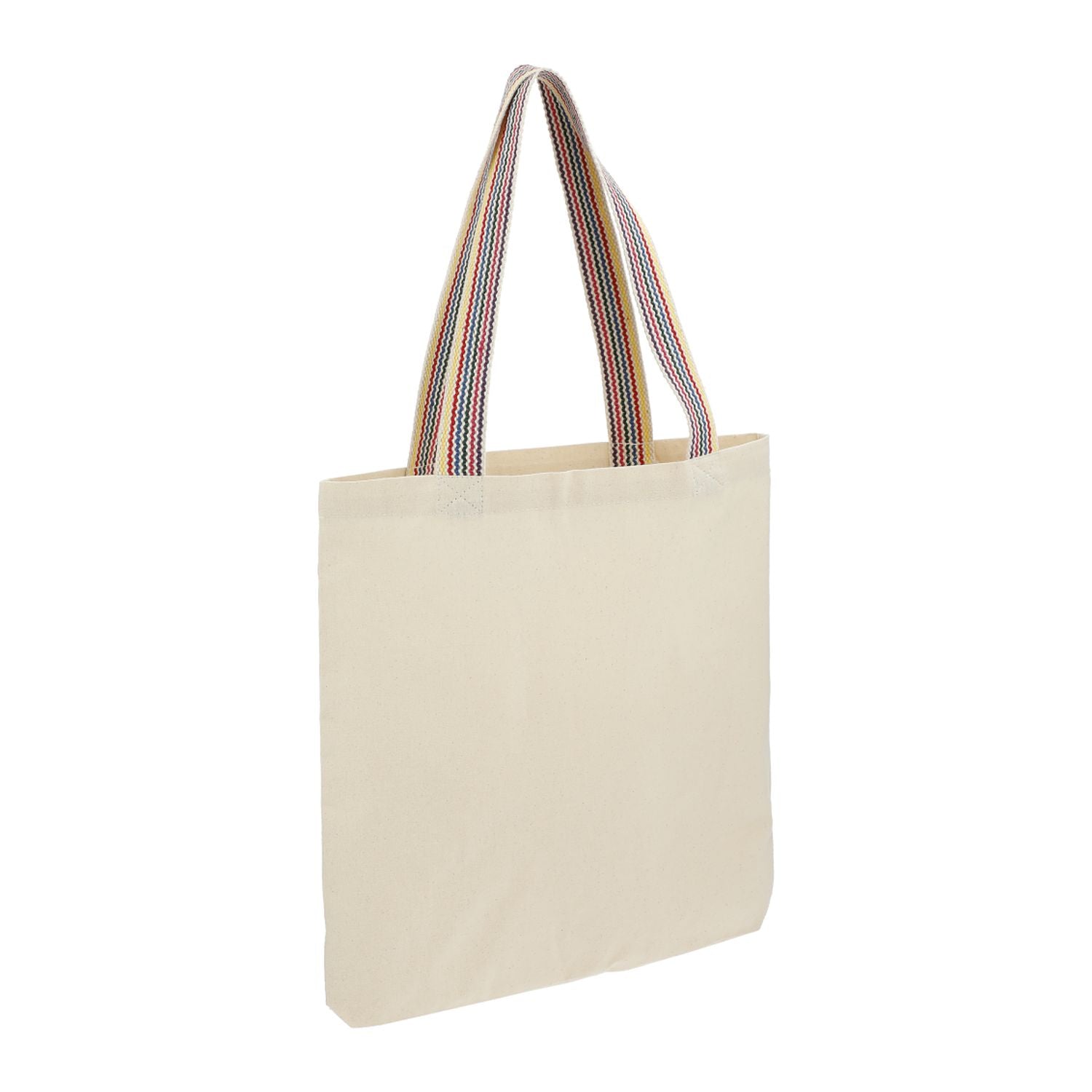 Customized recycled cotton rainbow bag with logo.