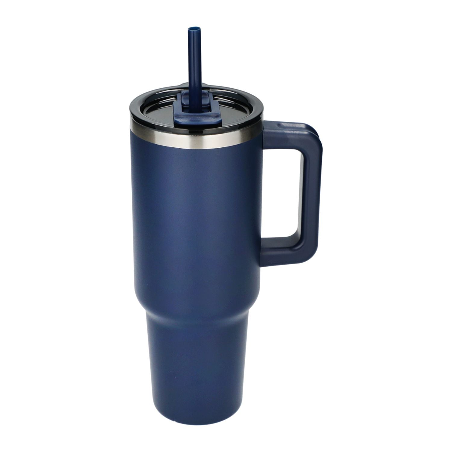 Customized Pinnacle 40 oz Recycled stainless steel  Vacuum Insulated Tumbler with Straw in navy.