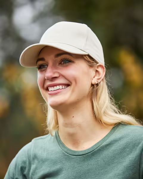 Customizable Econscious Organic Cotton 6-Panel Baseball Hat on model.