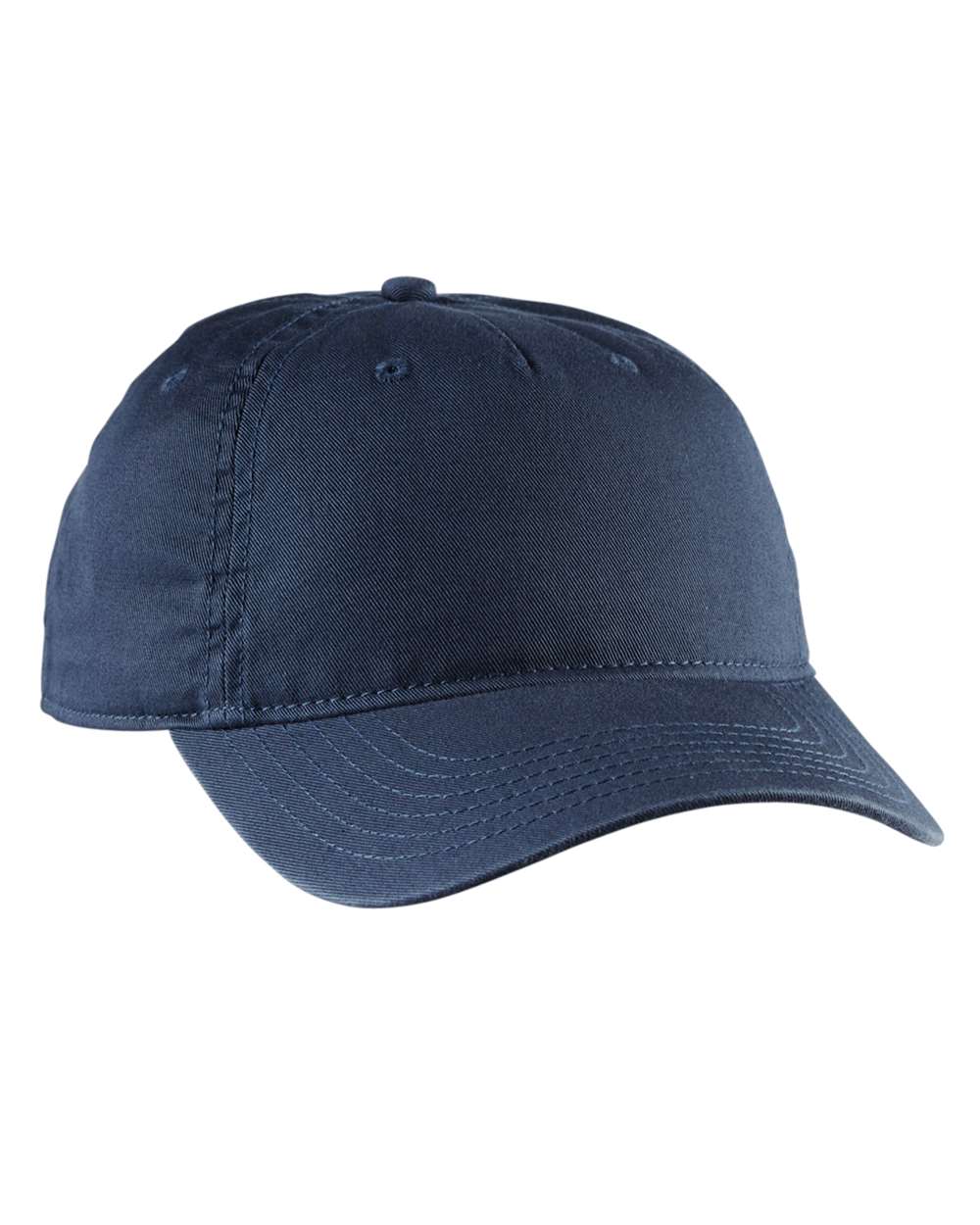 Customizable Econscious Organic Cotton 5-Panel Unstructured Baseball Hat in blue.
