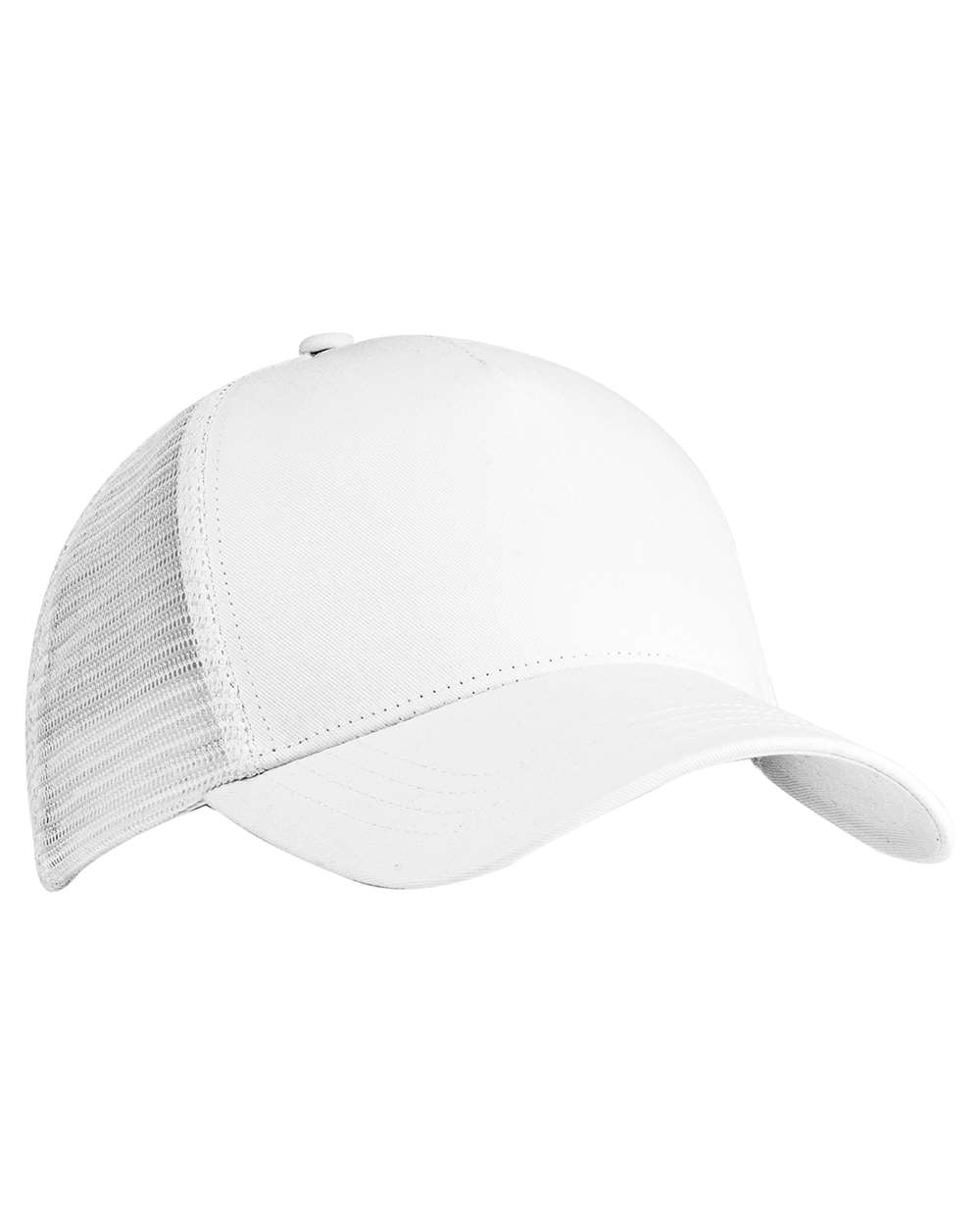Custom branded Econscious Eco-Blend 5-Panel Trucker Hat in white.