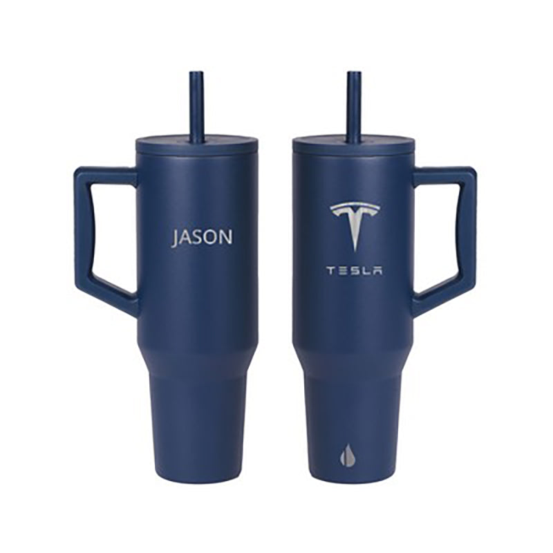 Customized Elemental 40 oz stainless steel tumbler with interchangeable straws. with logo.