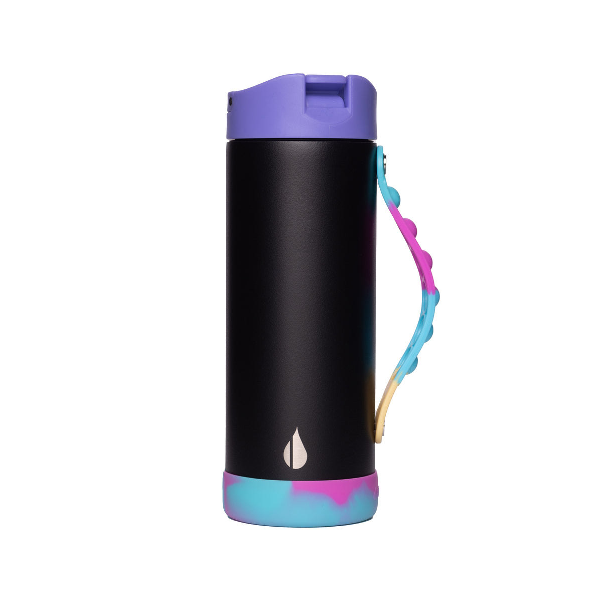 Elemental® 14 oz Stainless Steel Pop Fidget Bottle in black tie dye