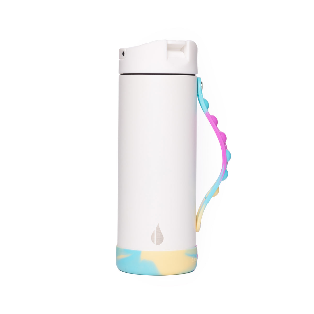 Elemental® 14 oz Stainless Steel Pop Fidget Bottle in white tie dye
