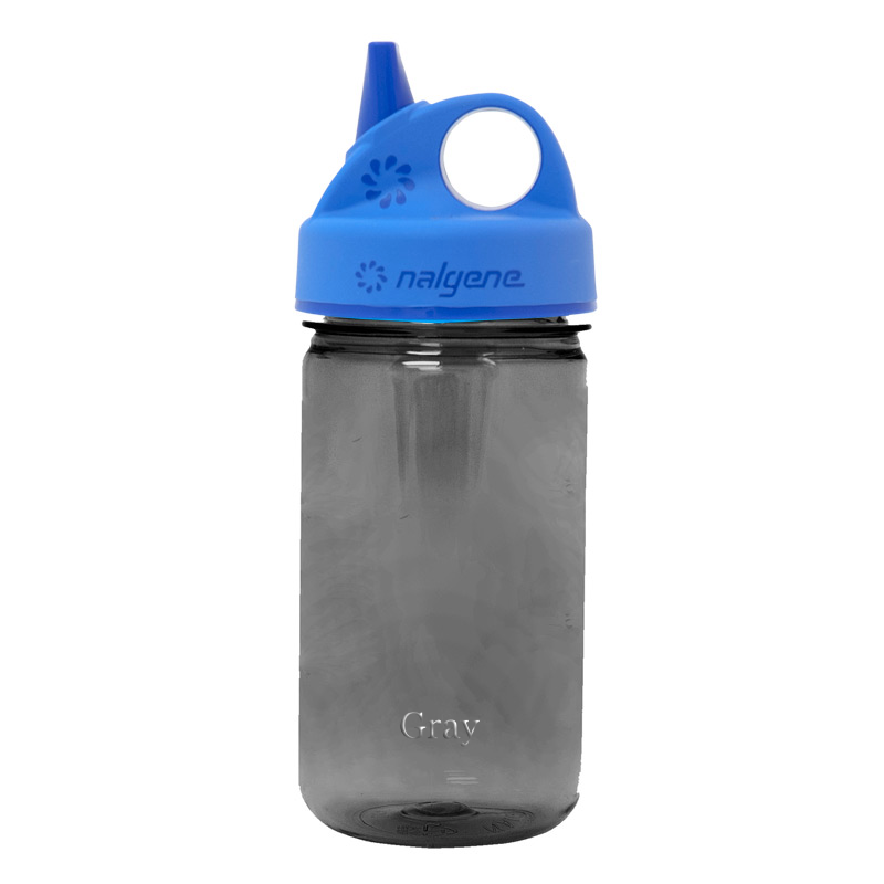 Customizable 12 ounce Nalgene Grip-n-Gulp water bottle in Gray