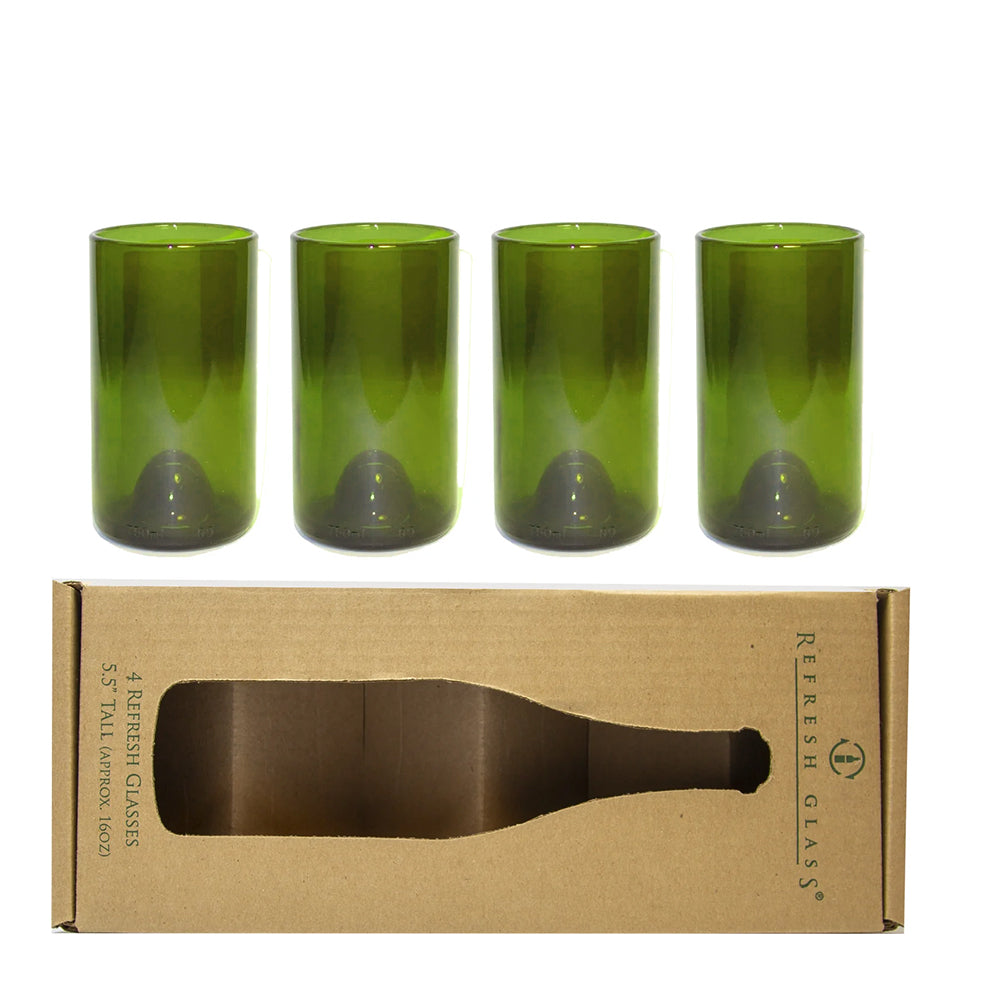 Customizable Recycled Refresh Glass 16 oz in green.