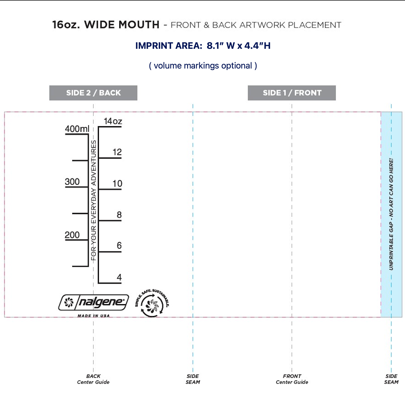 Nalgene® 16 oz Wide-Mouth 50% Recycled Plastic Bottle