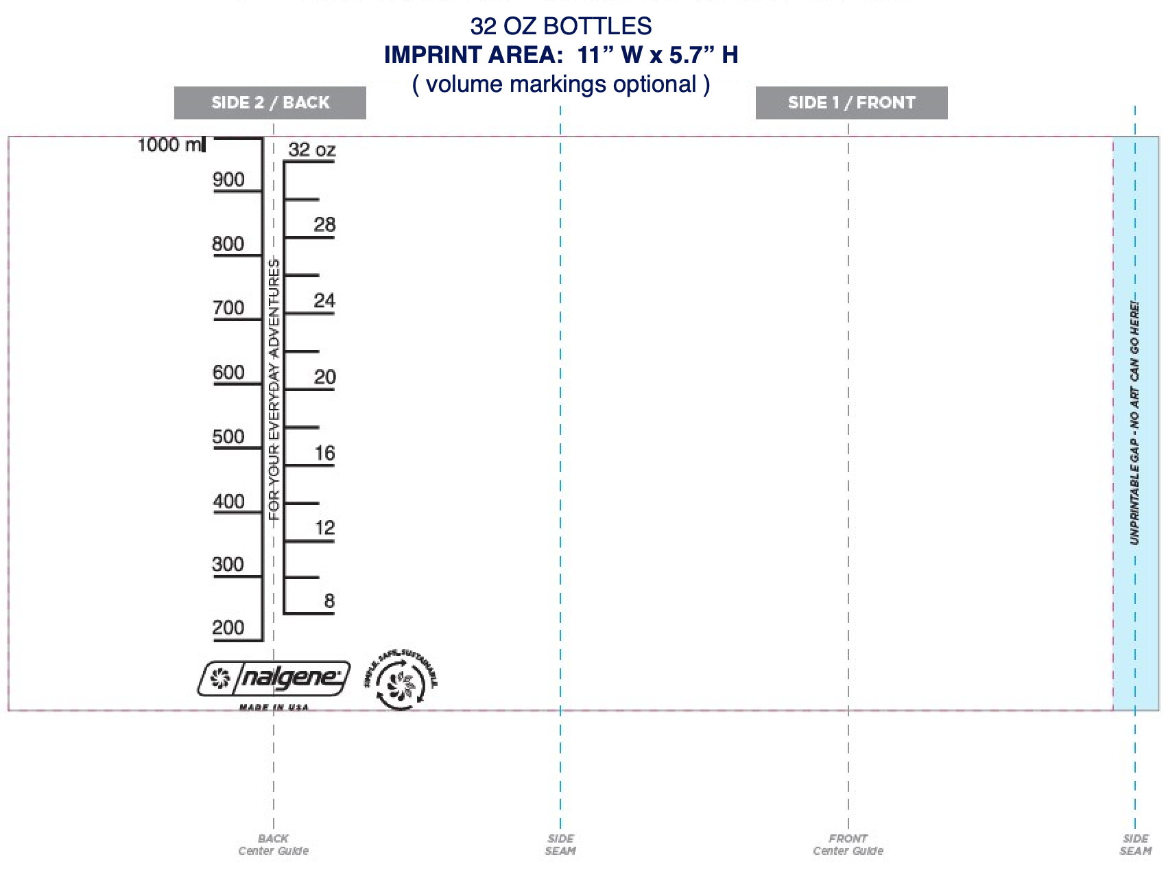 Nalgene® 32 oz Wide-Mouth 50% Recycled Plastic Bottle