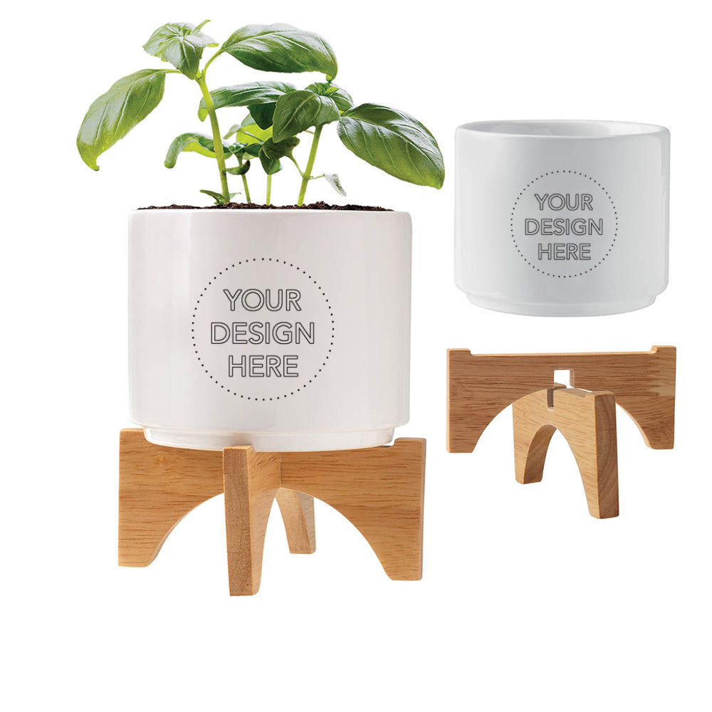 bamboo planter pots Ceramic and Bamboo Planter Kit