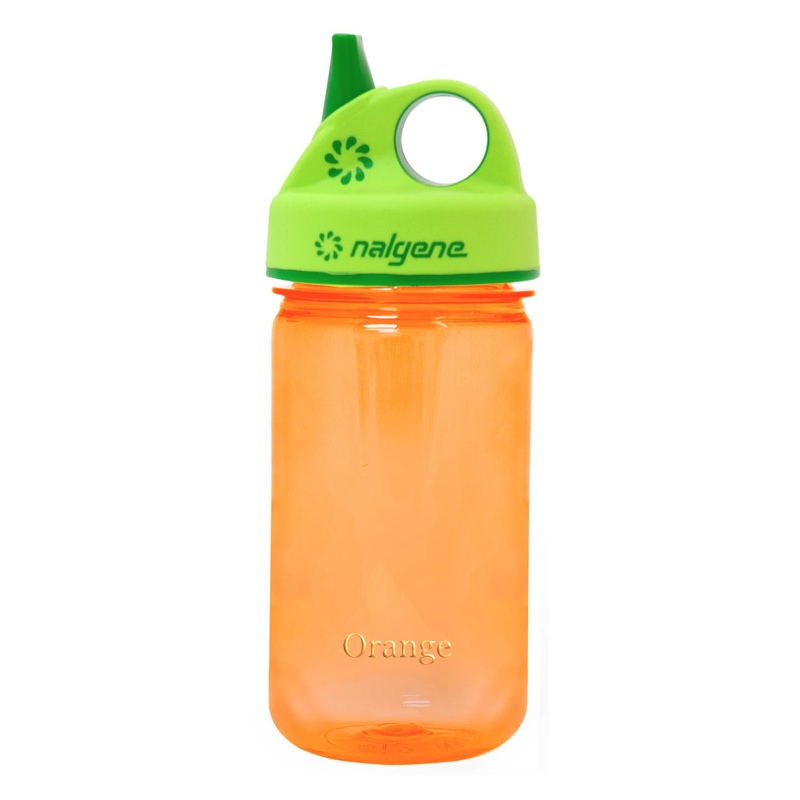 Customizable 12 ounce Nalgene Grip-n-Gulp water bottle in Orange