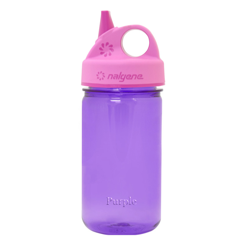 Customizable 12 ounce Nalgene Grip-n-Gulp water bottle in Purple