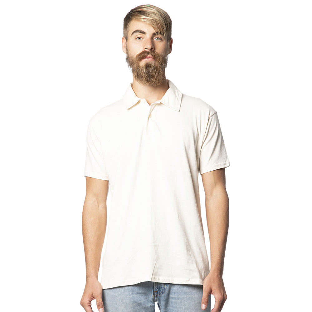 Royal Apparel Unisex Organic Cotton Short Polo in white.