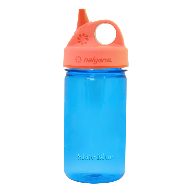 Customizable 12 ounce Nalgene Grip-n-Gulp water bottle in Slate Blue