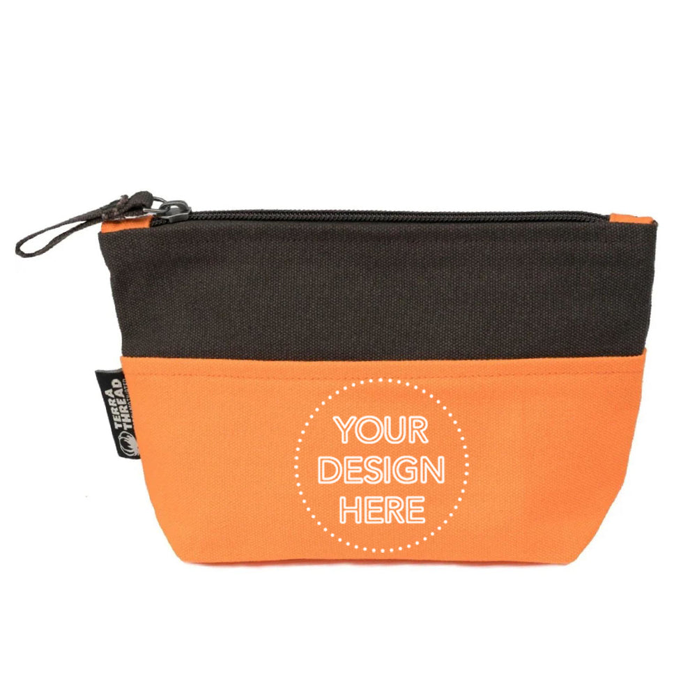 TERRA THREAD® - Cosmetic Bag Sustainable GOTS & Fair Trade Certified in orange.