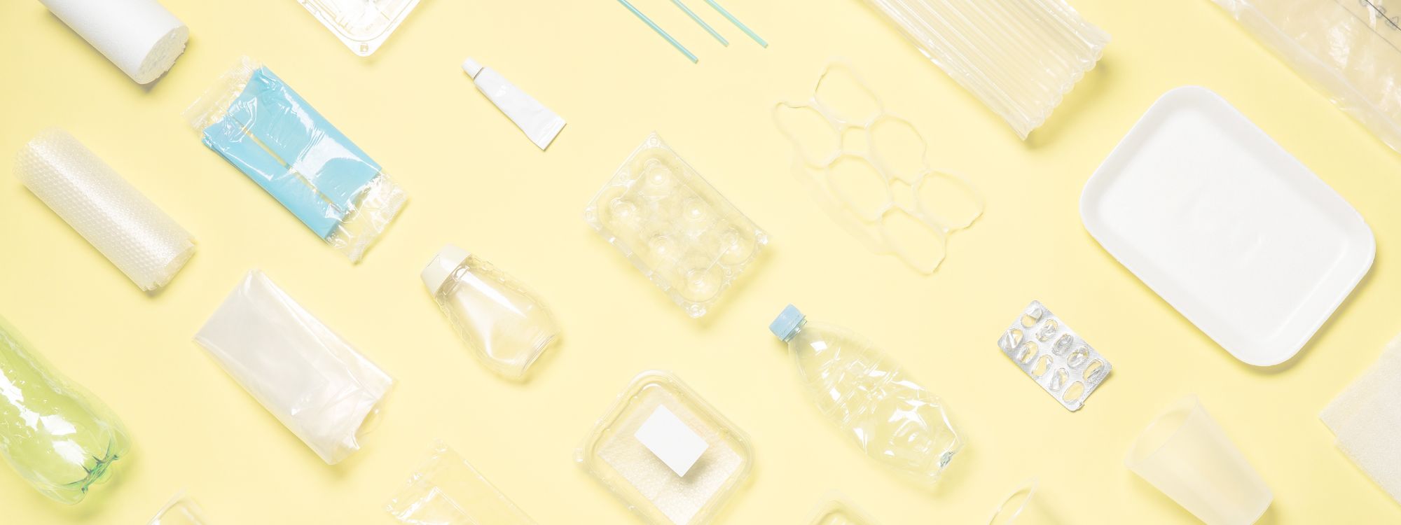 assorted types of single-use plastic packages and bottles