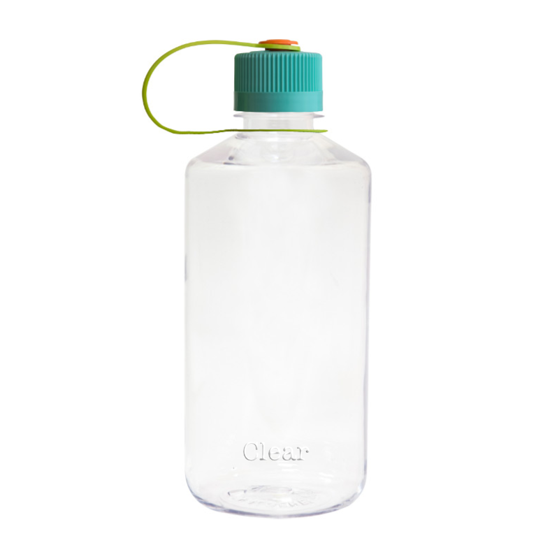 Customizable 32 ounce narrow-mouth Nalgene Sustain bottle in Clear.