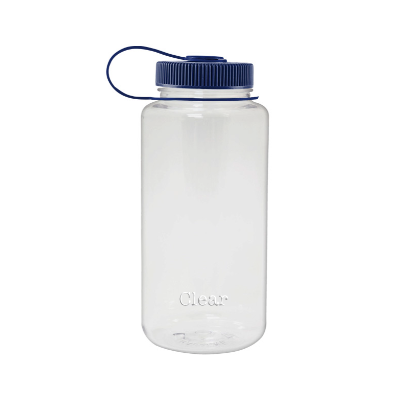 Customizable 32 ounce wide-mouth Nalgene Sustain bottle in clear.