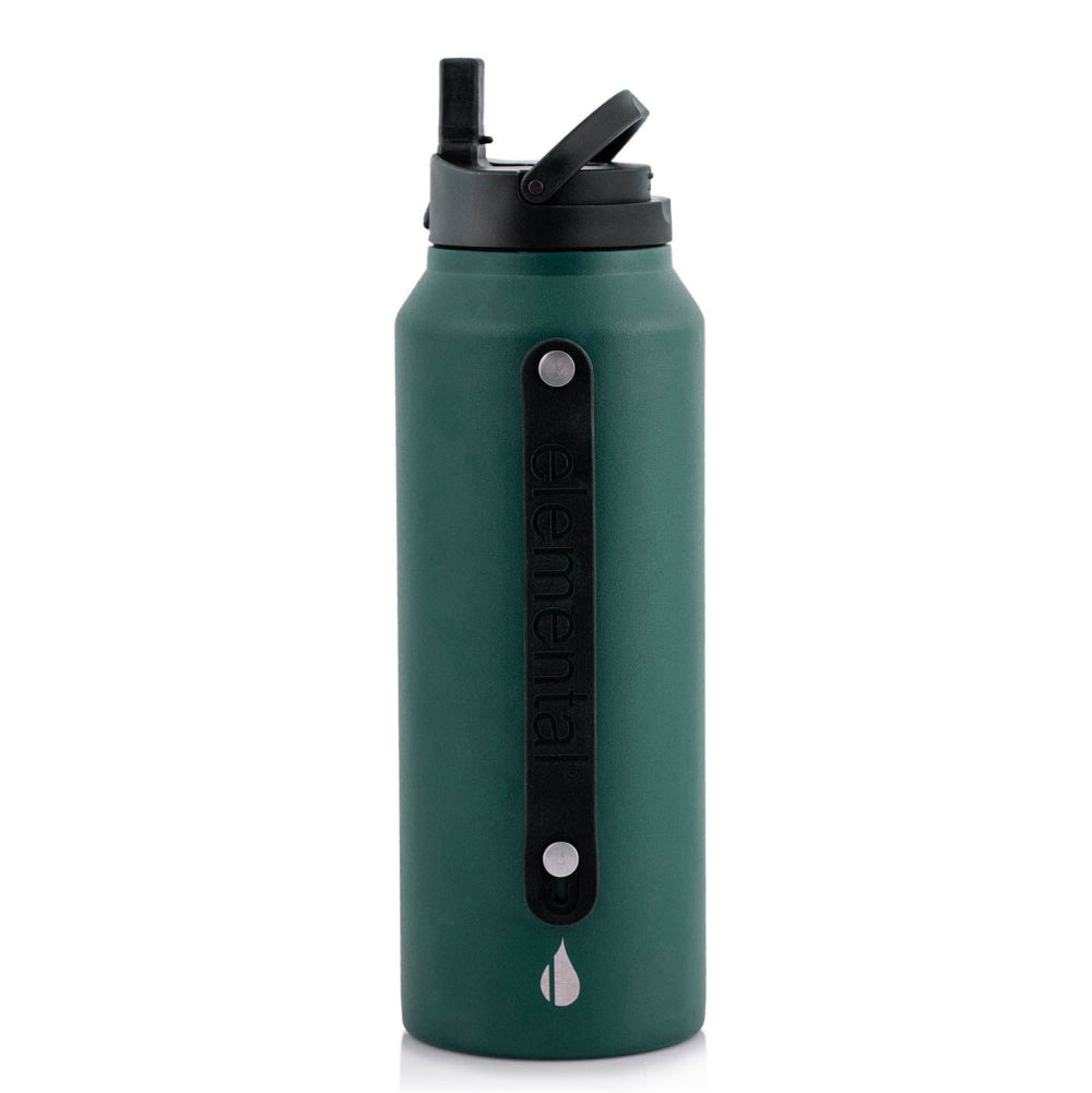 Customizable Elemental® 32 oz Insulated Stainless Steel Bottle in forest green.