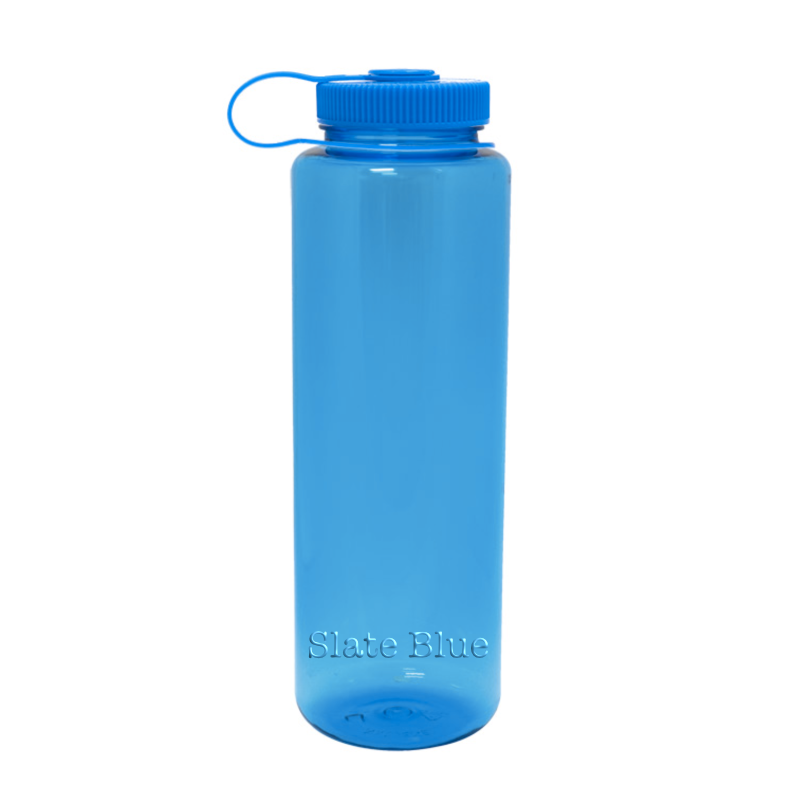 Customizable 48 ounce wide-mouth Nalgene Sustain bottle in Slate Blue.