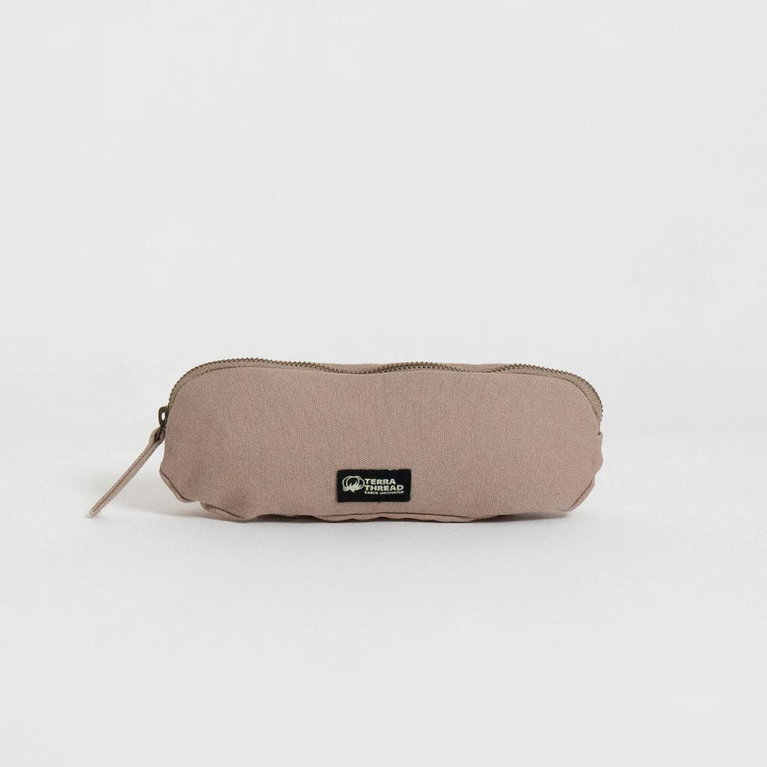 TERRA THREAD® - Organic Cotton Pencil Bag Sustainable GOTS & Fair Trade Certified in tan.