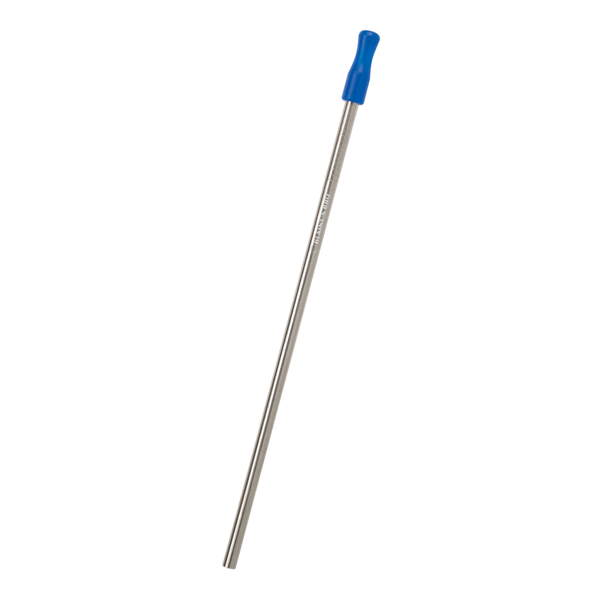 Customizable Stainless Steel Straw Kit with Cotton Pouch in blue.