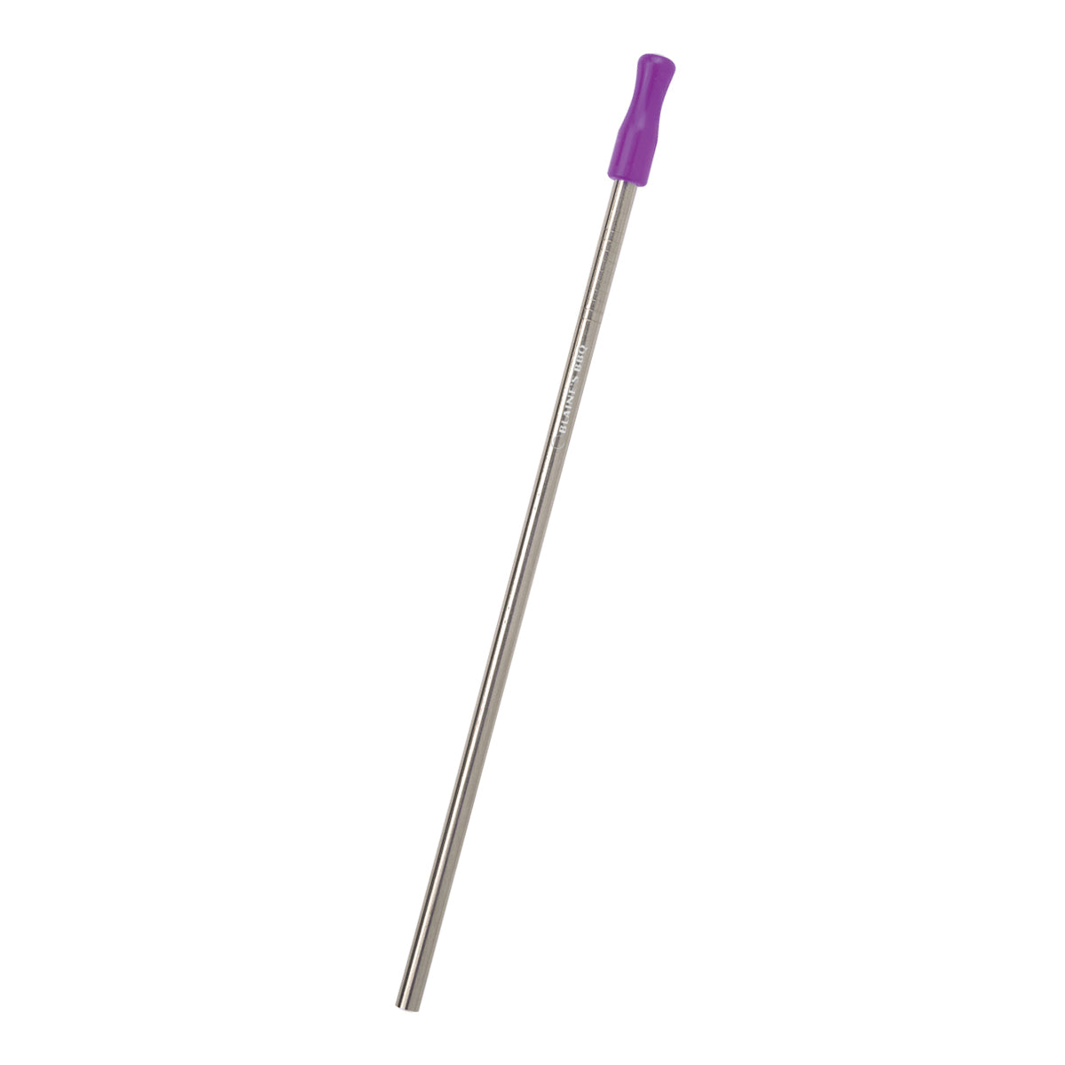 Customizable Stainless Steel Straw Kit with Cotton Pouch in purple.