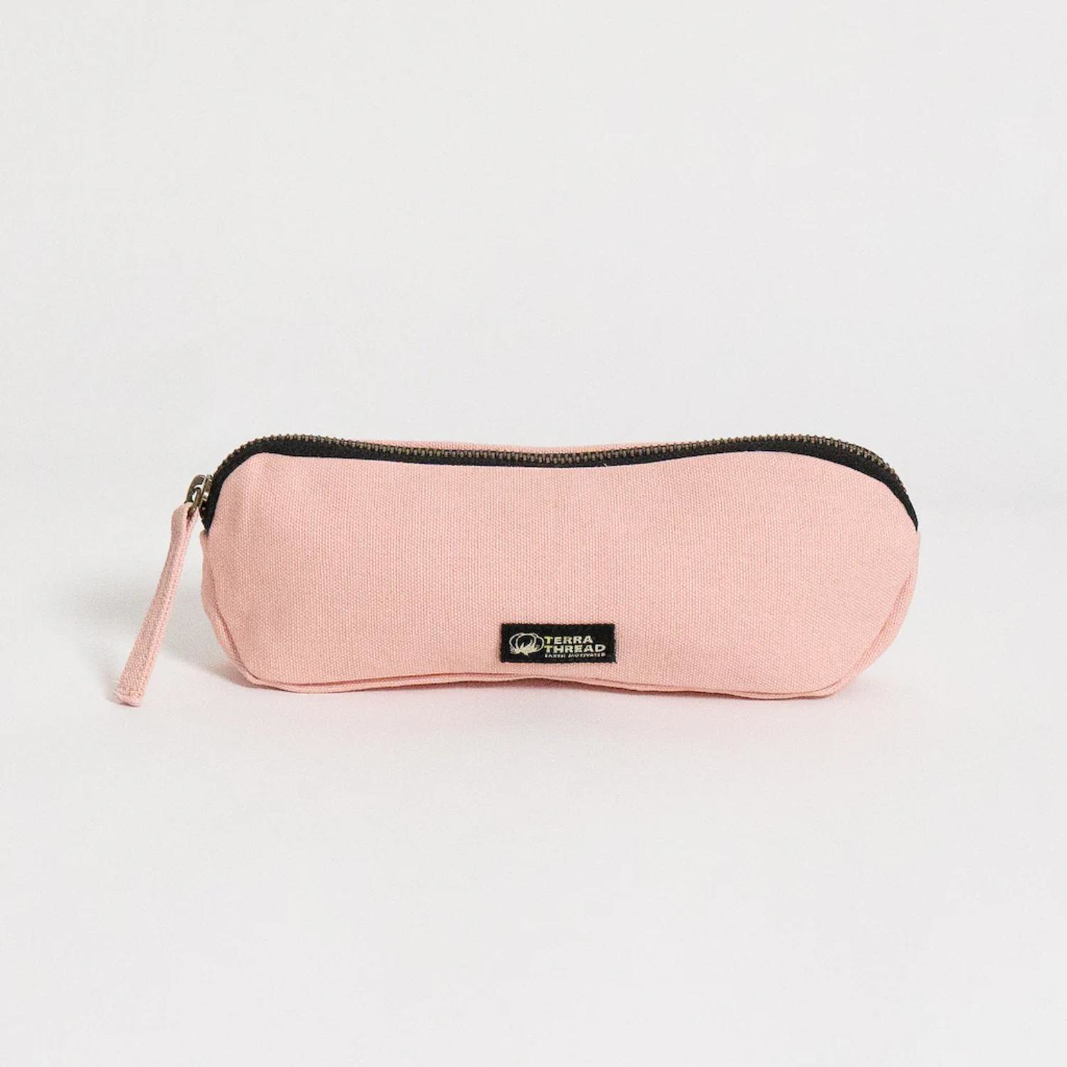 TERRA THREAD® - Organic Cotton Pencil Bag Sustainable GOTS & Fair Trade Certified in pink.