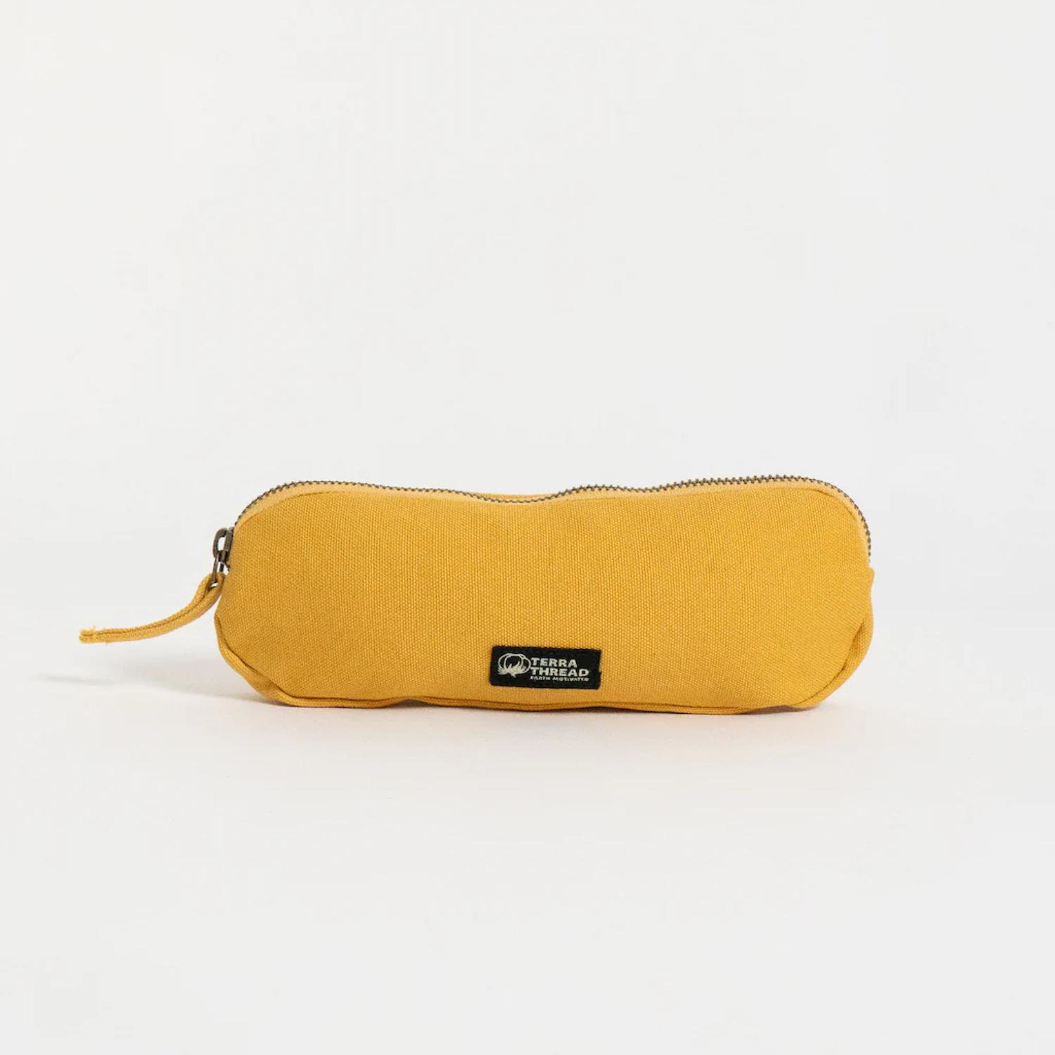 TERRA THREAD® - Organic Cotton Pencil Bag Sustainable GOTS & Fair Trade Certified in yelow.