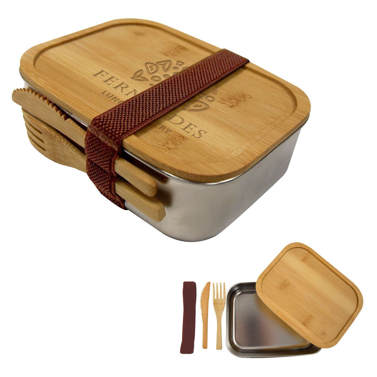 Stainless Steel and Bamboo Bento Box