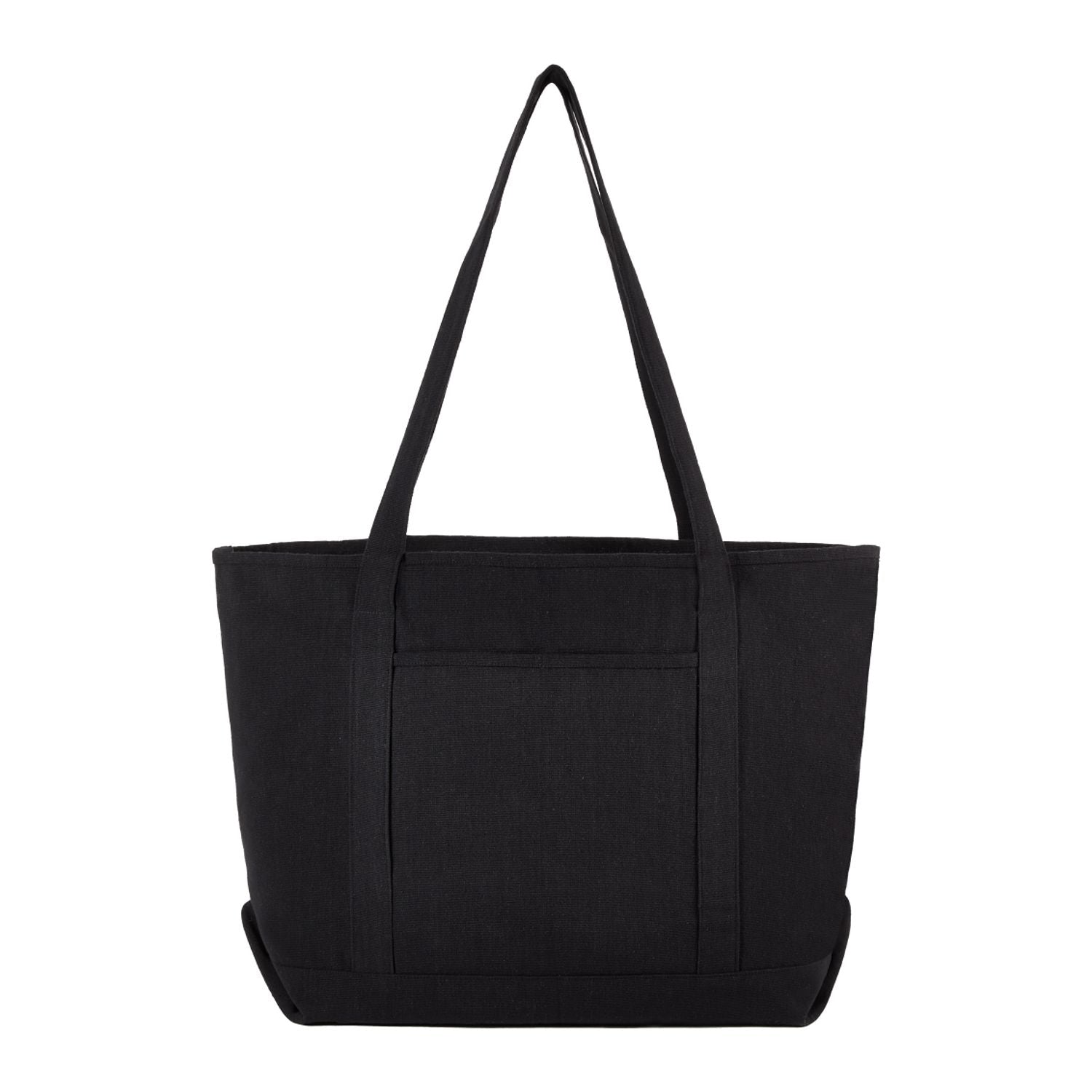 Customizable Repose 10oz Recycled Cotton Boat Tote in black.