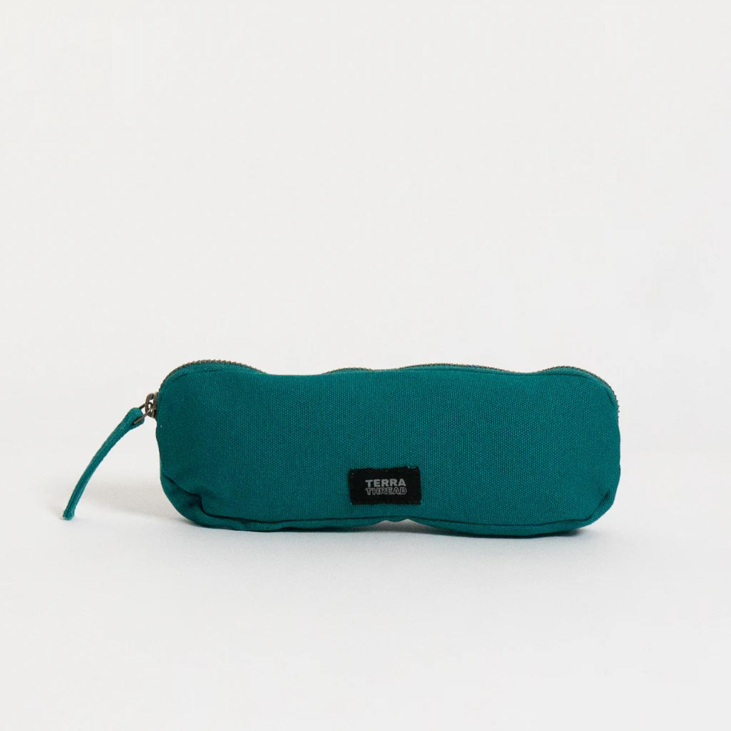 TERRA THREAD® - Organic Cotton Pencil Bag Sustainable GOTS & Fair Trade Certified in teal.