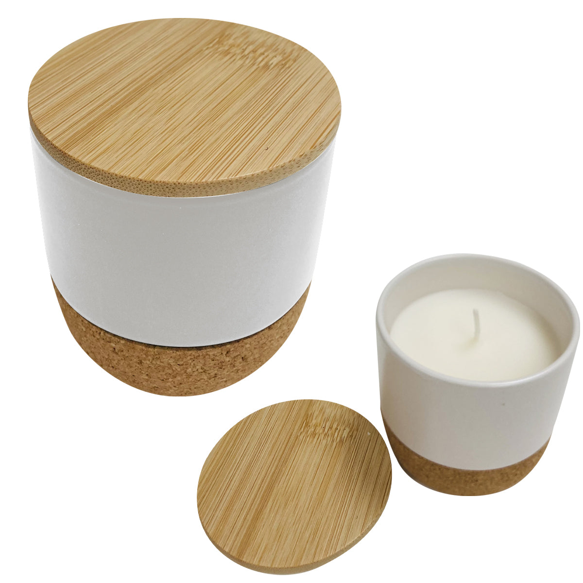 Santal Soy Wax Candle - Vanilla Scent in white.