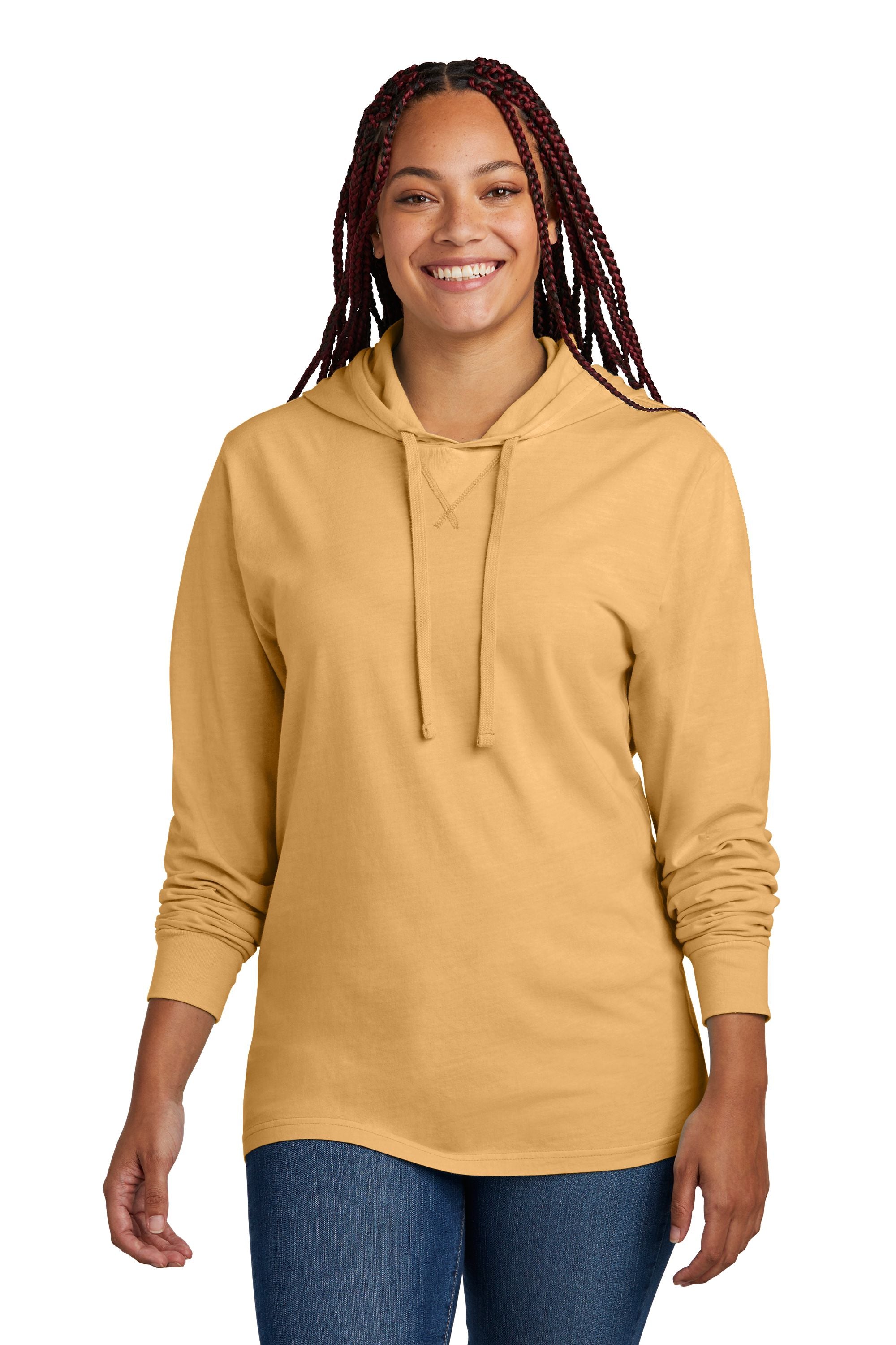 Allmade® Unisex Mineral Dye Organic Cotton Hoodie Tee in golden wheat.