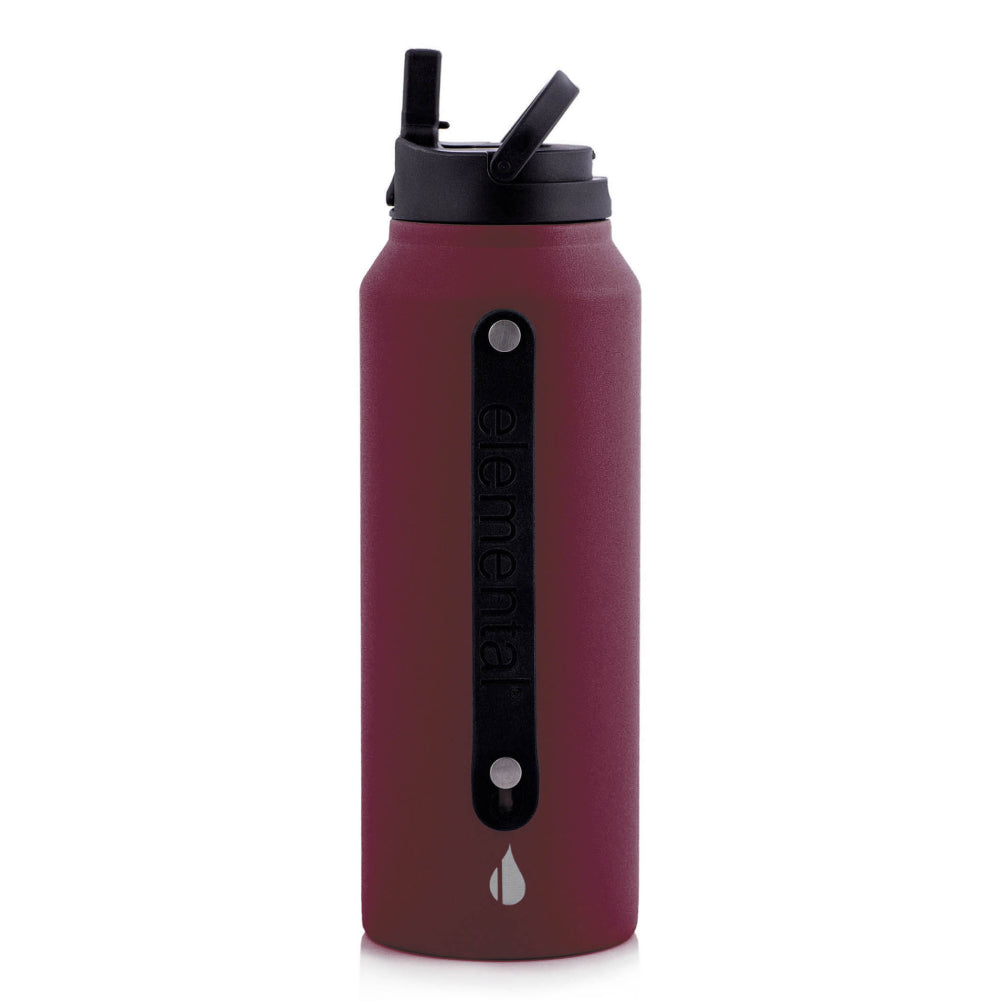 Customizable Elemental® 32 oz Insulated Stainless Steel Bottle in burgandy.