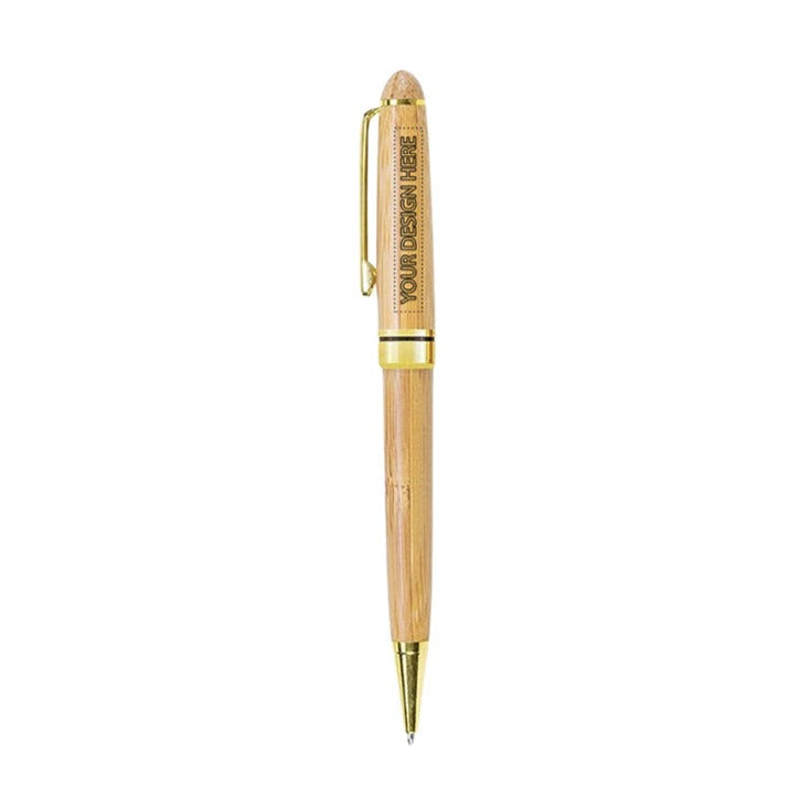 Customizable Bamboo Twist-Style Pen - Gold.