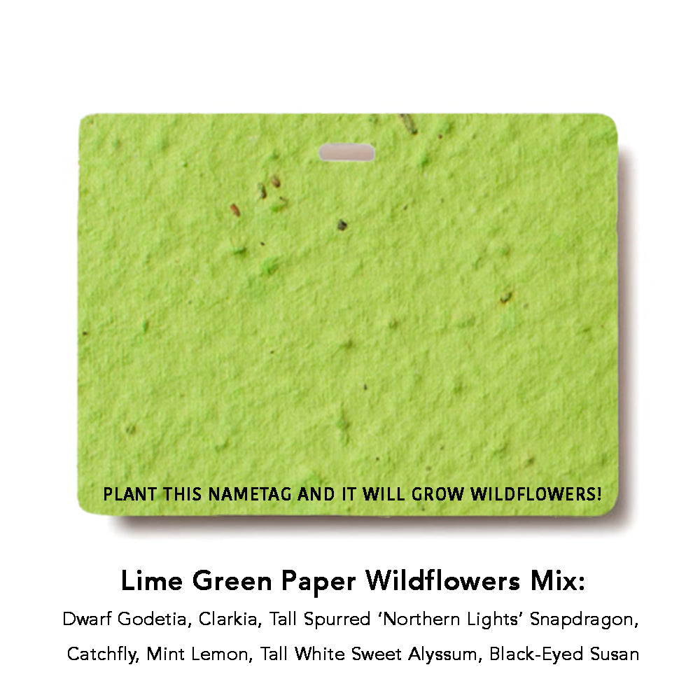 Seed Paper Name Badge wildflower lime greenColor Seed Paper Name Badge in green