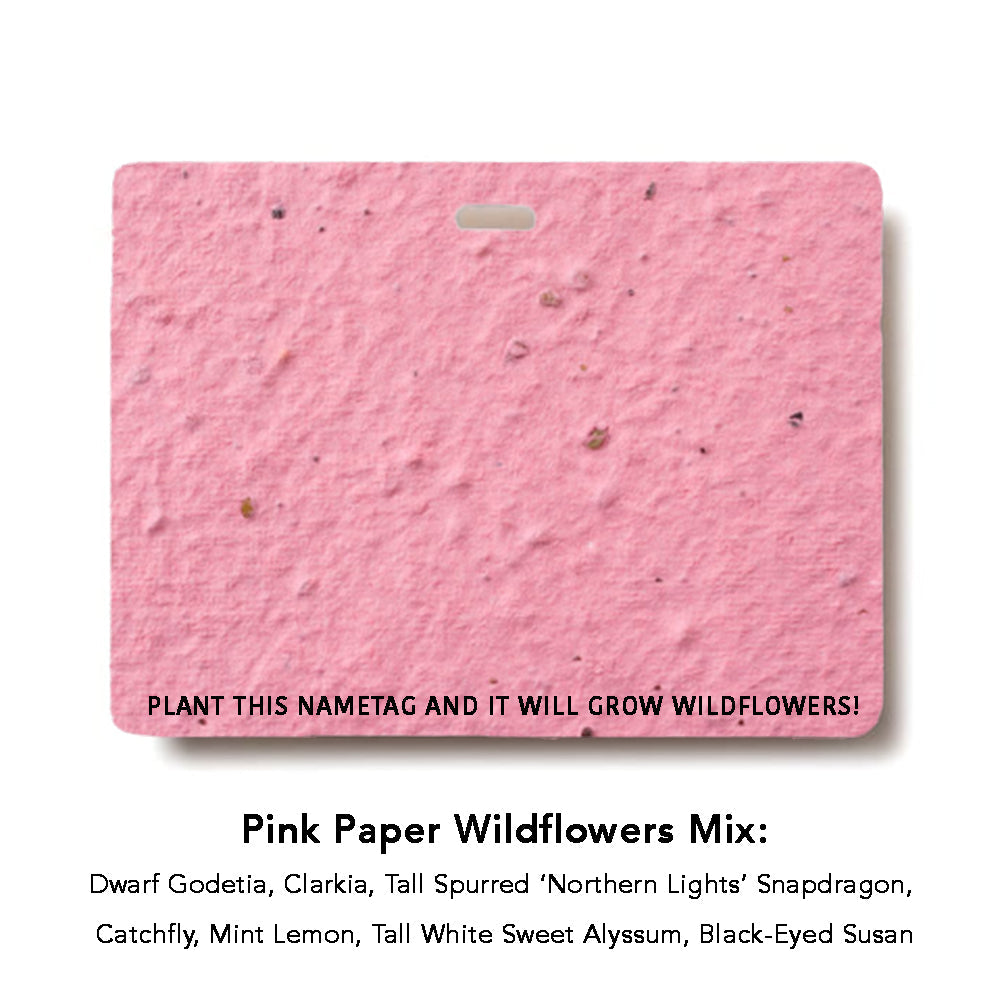 Seed Paper Name Badge wildflower in pinkColor Seed Paper Name Badge in pink