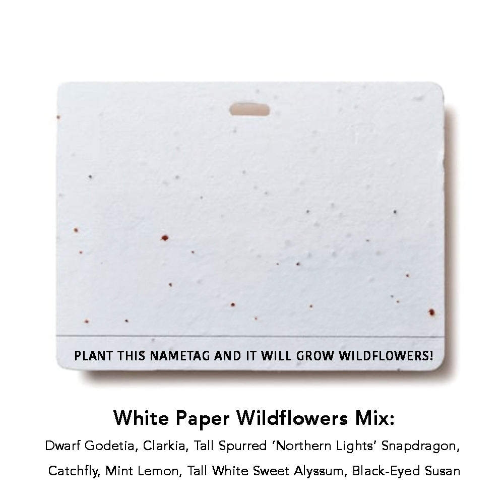Seed Paper Name Badge white wildflower