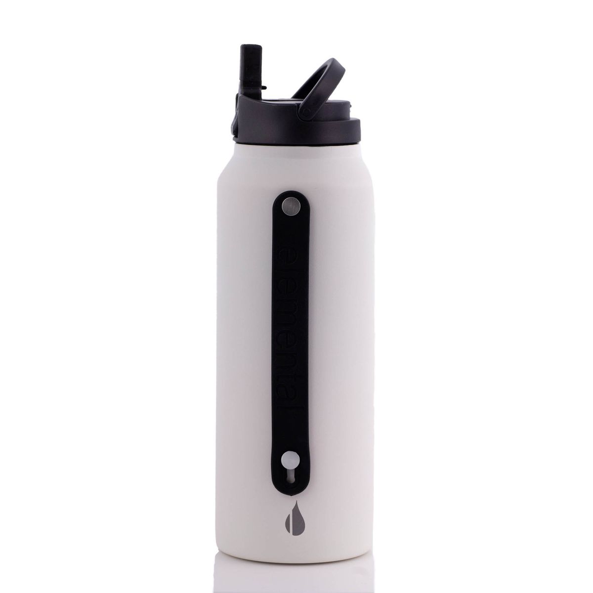 Customizable Elemental® 32 oz Insulated Stainless Steel Bottle in white.