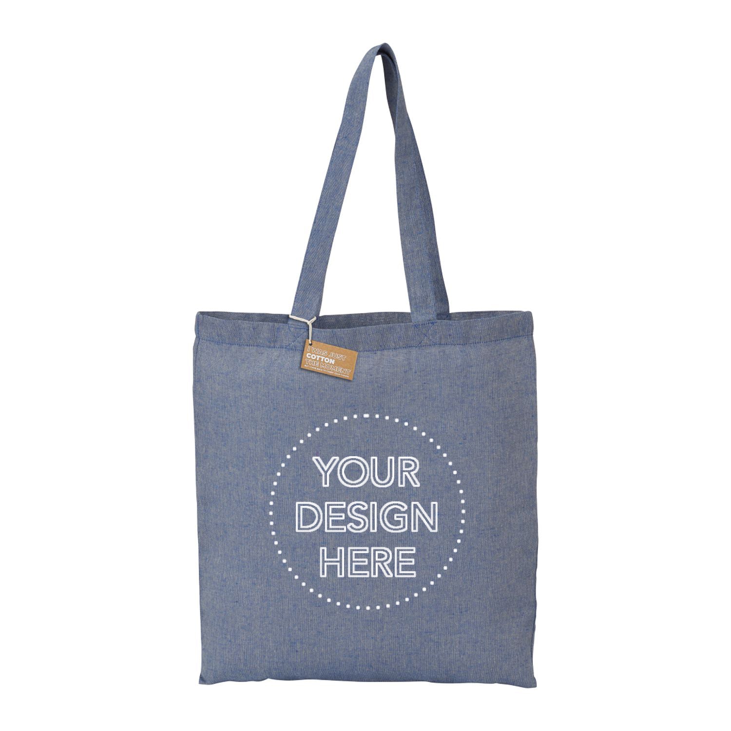 Eco-Friendly Recycled Cotton Twill Tote Bag in blue.