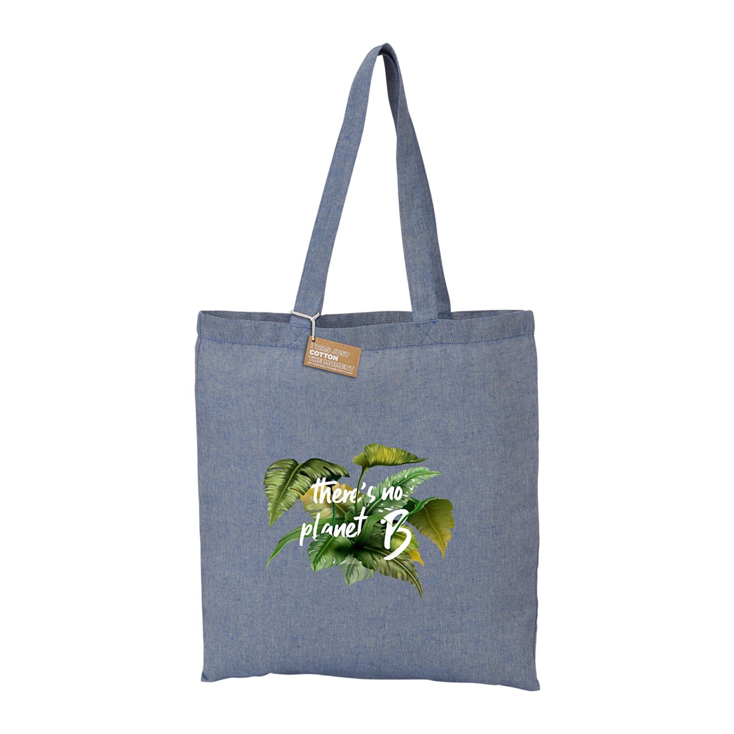 Eco-Friendly Recycled Cotton Twill Tote Bag in blue.