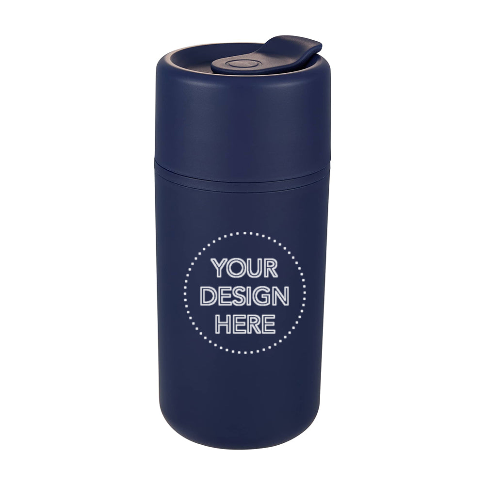 Custom branded 16 oz Urban Recycled Tumbler in navy.