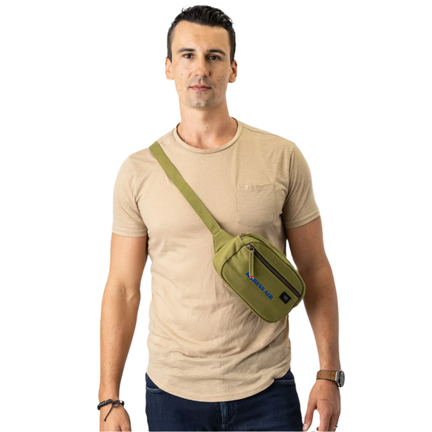 Customizable Terra Thread Fairtrade Waist Pack in olive.