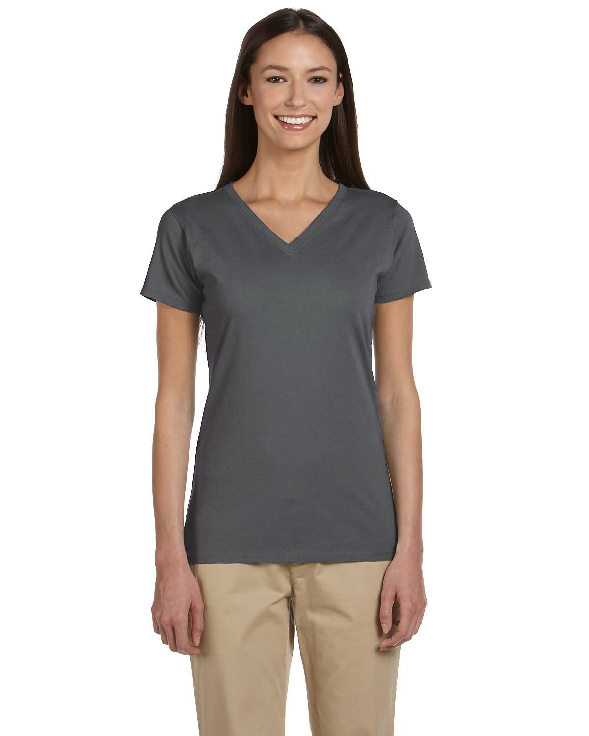 Customizable Econscious Women's v-neck t-shirt in gray.