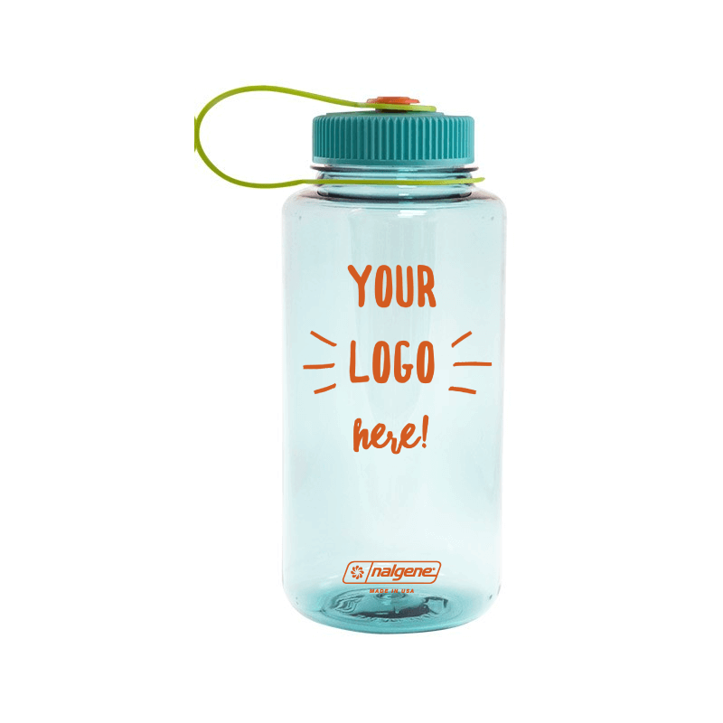 Nalgene® 32 Ounce Wide-Mouth Sustain Bottle displaying Your Logo Here on the front.