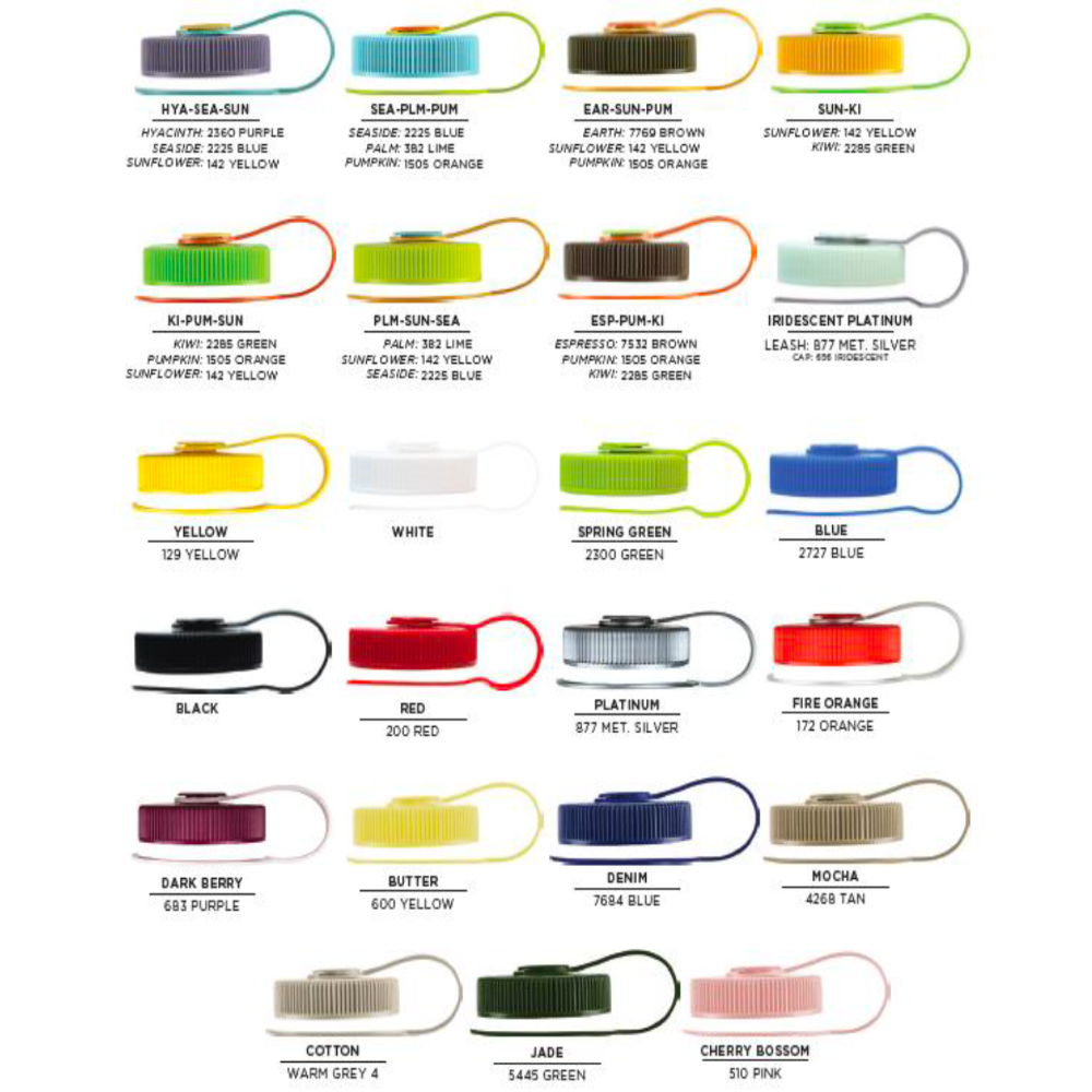 Lid colors for the customizable Nalgene® 48 oz Wide-Mouth Sustain Bottle
