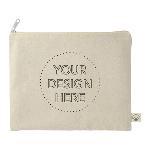 Organic Cotton Flat Travel Pouch- Custom Branded