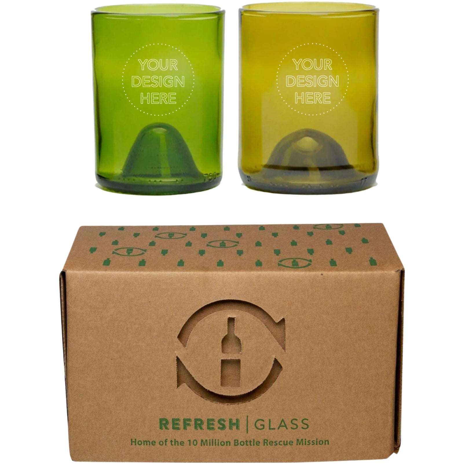 Customizable Recycled Refresh Glass 12 oz Drinking Glass - 2 Pack