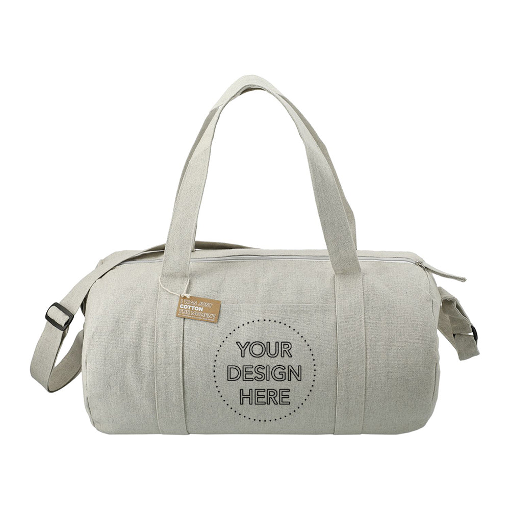Customizable Repose 10oz Recycled Cotton Barrel Duffle Bag