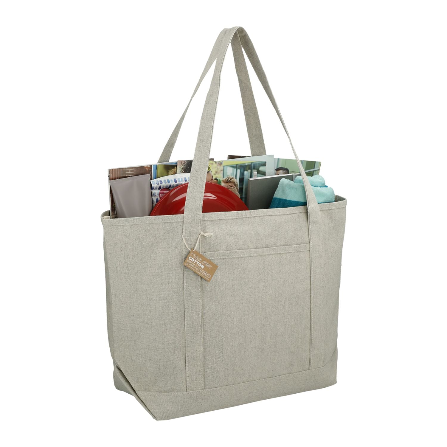 Customizable Repose 10oz Recycled Cotton Boat ToteCustomizable Repose 10oz Recycled Cotton Boat Tote in gray.
